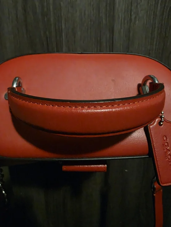 Coach Red Leather Top Handle Crossbody Satchel - Picture 5 of 13